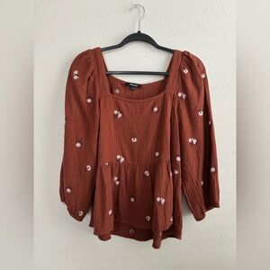 Madewell Terracotta Floral Blouse